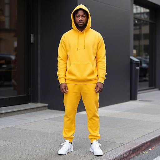 Man in Yellow Tan Sweatsuit