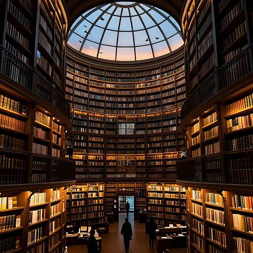 Ancient Library with Luminous Dome