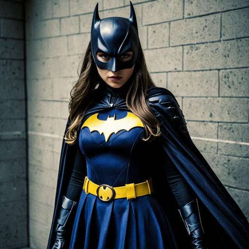 Elegant Batgirl Woman in Wing Dress