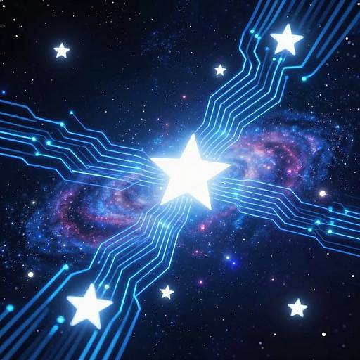 Neon Circuit Stars in Galaxy