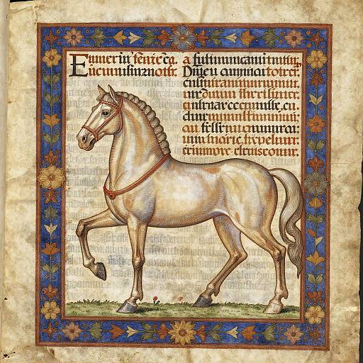Medieval Illuminated Codex Horse Art