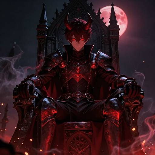 Crimson Demon Boy on Gothic Throne