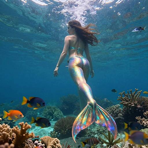 Hybrid Human-Fish Emerging from Waters