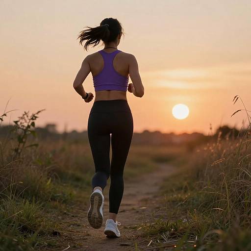 Sunset Jogging Woman in Athletic Wear