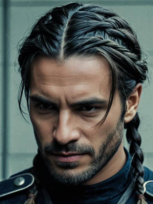Cinematic Close-Up of Braided Man
