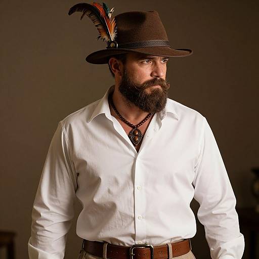 Rugged Man with Feathered Hat