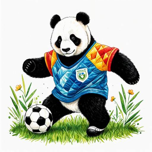 Panda Playing Soccer Illustration