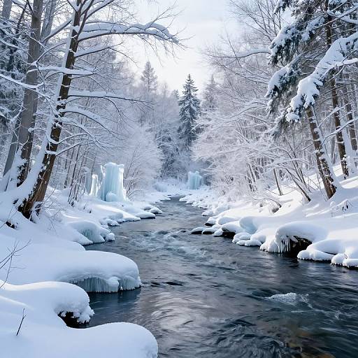 Serene Winter River Landscape Art