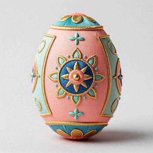 Funereal Lacquered Silk-Embroidered Easter Egg