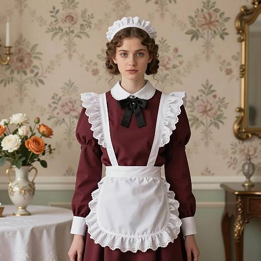 Elegant Victorian Maid in Classic Setting