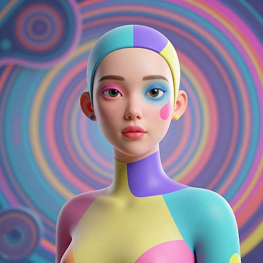Futuristic Woman in Abstract 3D