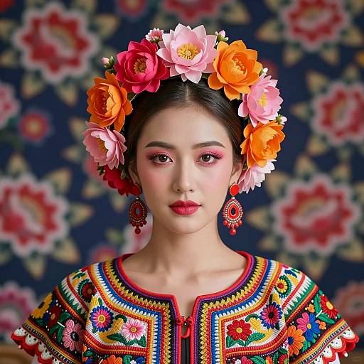 Vibrant Floral Fashion Portrait of Woman