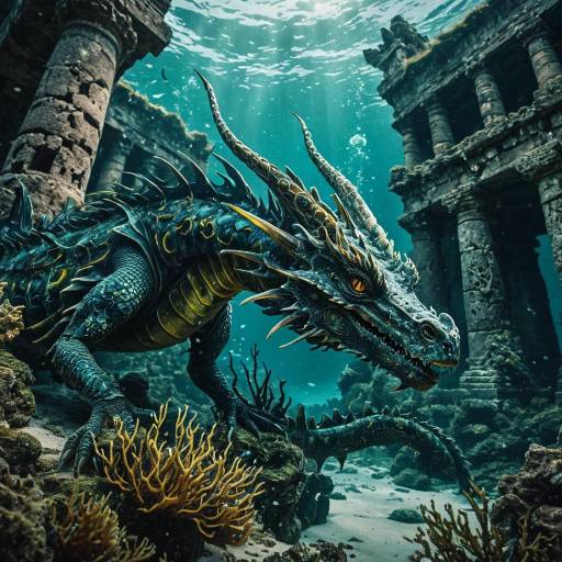Mystical Sea Dragon Near Sunken Ruins