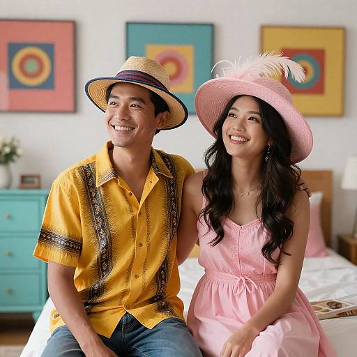 Vibrant Bedroom Couple Photography