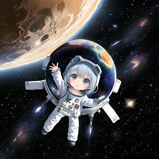 Charming Kawaii Chibi Astronaut in Space