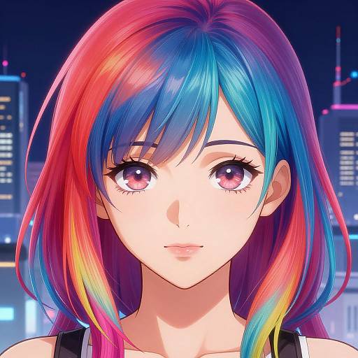 Vibrant Anime Portrait in Futuristic Tokyo