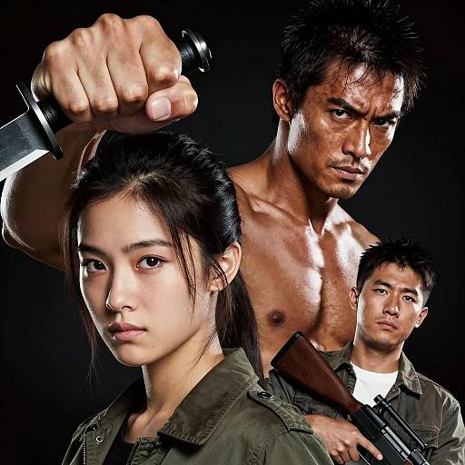 Dynamic Movie Poster Featuring Four Characters