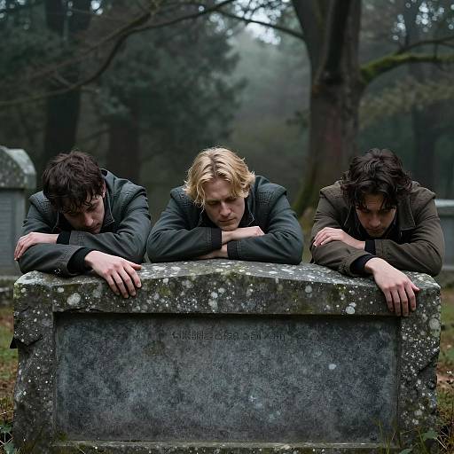 Mysterious Tomb in a Dim Forest