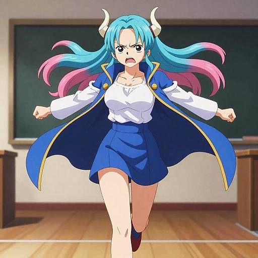 Angry Horned Girl Running in Cape