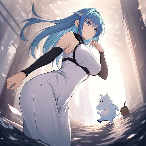 Illustration of Moomintroll, moomin in the style of Cross (crossryou)