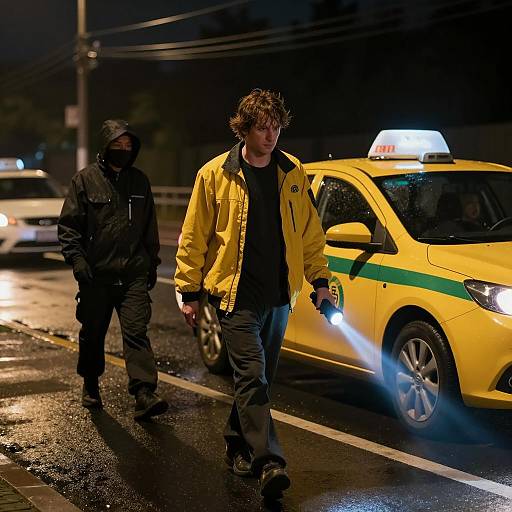 Mysterious Night Walk with Flashlight