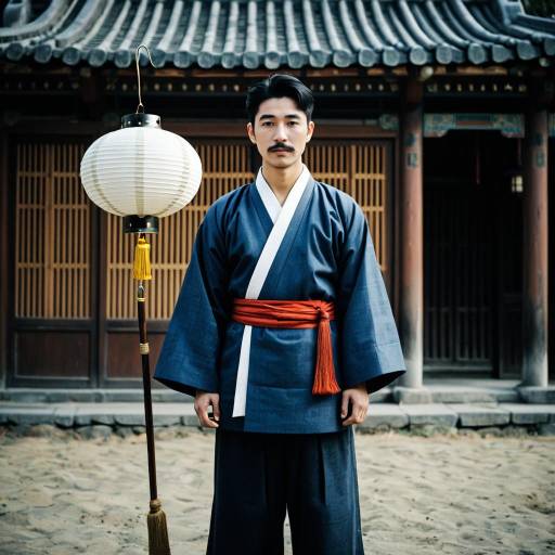 Traditional Korean Costume with Lantern