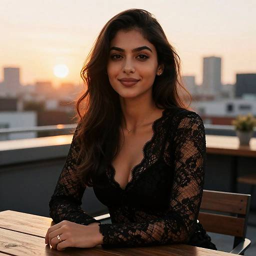Rooftop Sunset Portrait of Woman