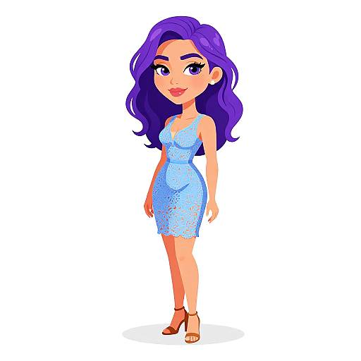 Romantic Woman in Light Blue Dress