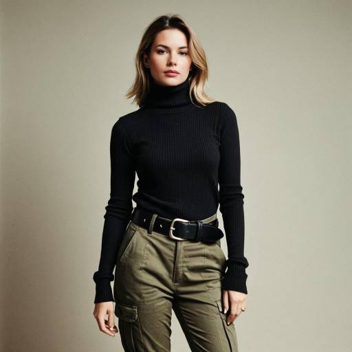 Chic Casual Outfit with Turtleneck and Cargo Pants