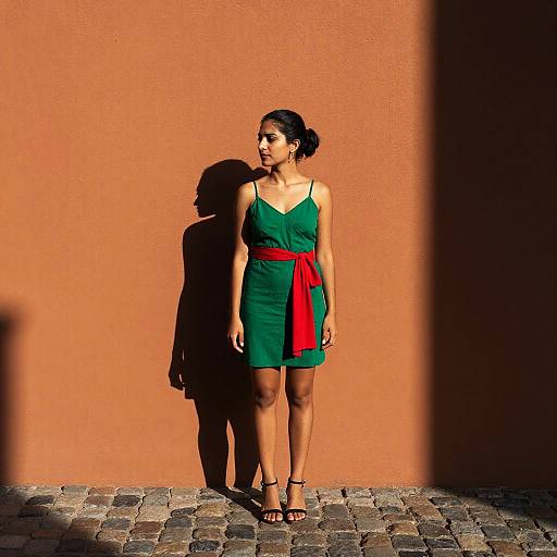 Ethnic Woman on Cobblestone Street