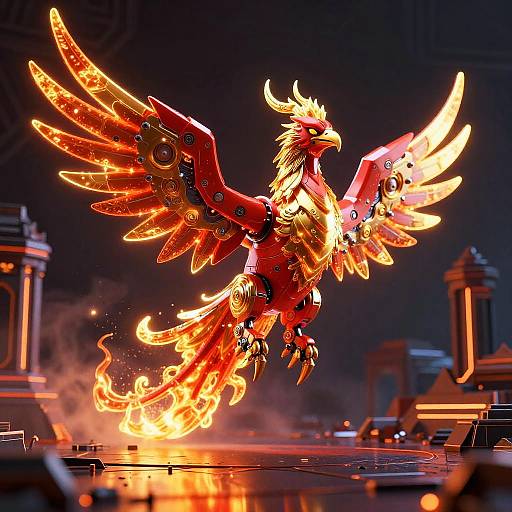 Futuristic Neon Robotic Phoenix