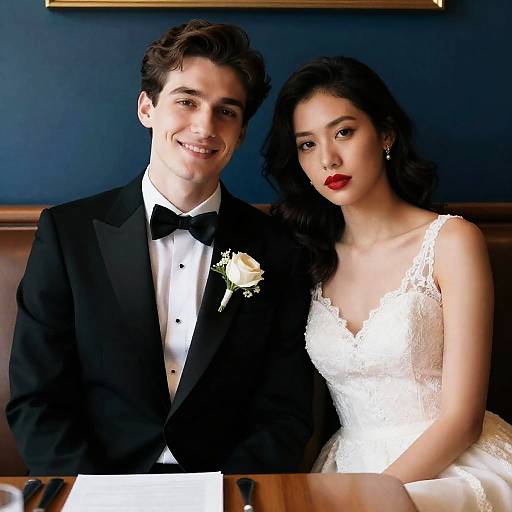 Elegant Couple Dining in Restaurant