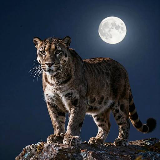 Majestic Fluffy Panther on Cliff