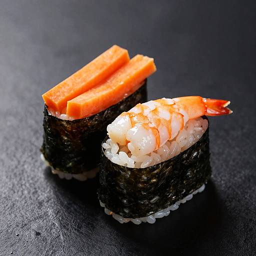Close-Up Sushi Rolls on Black Surface