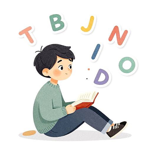 Whimsical Bookworm Naive Art Sticker