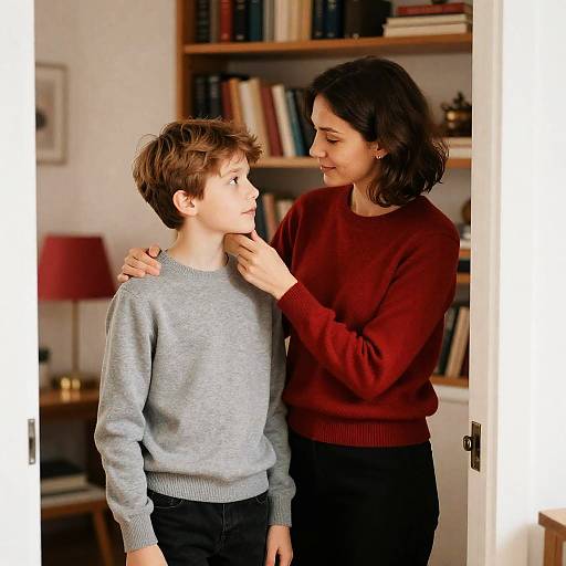Tender Moment Between Woman and Boy