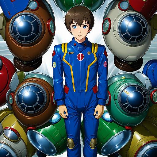 Illustration of Amuro ray, gundam in the style of Okuda yasuhiro