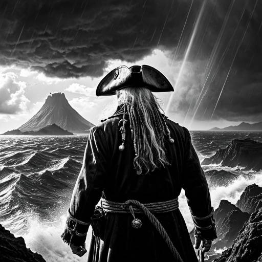 Elderly Pirate Captain at Stormy Sea