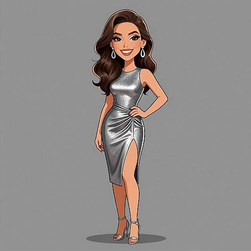 Elegant Woman in Silver Evening Dress