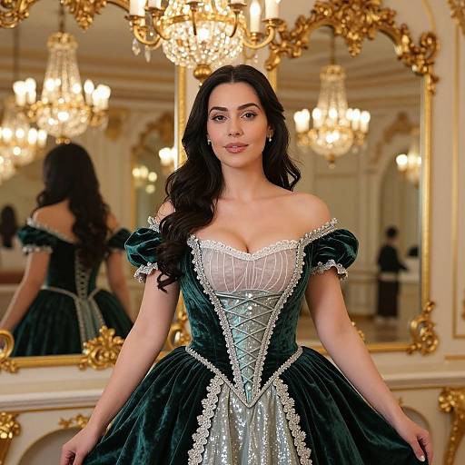 Elegant Cinderella in Moonlit Ballroom