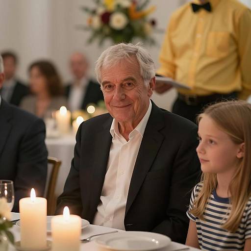 Candlelit Dinner with Grandfather and Granddaughter