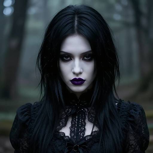 Gothic Victorian Portrait in Misty Forest