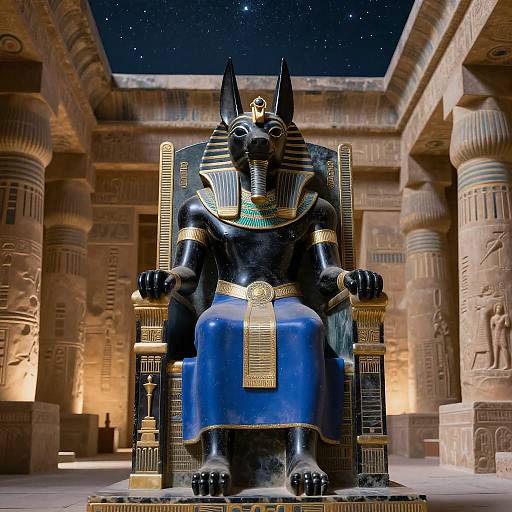 Regal Anubis in Ancient Ritual Chamber