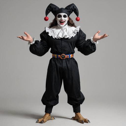 Sombre Clown in Monochrome Elegance Sombre Clown in Monochrome Elegance