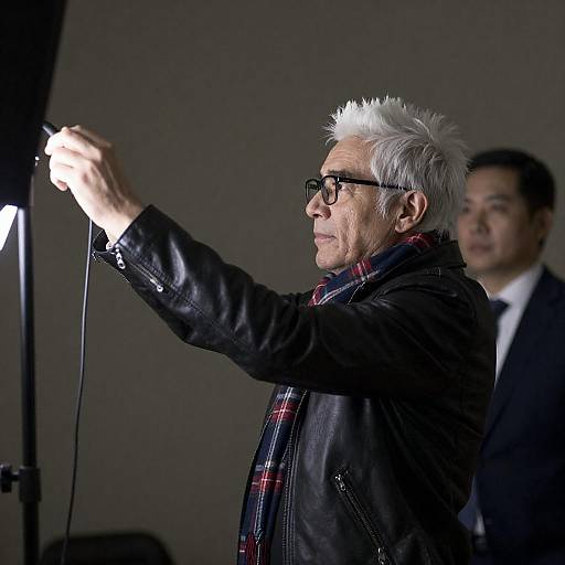 Middle-aged Man Adjusting Equipment in Studio