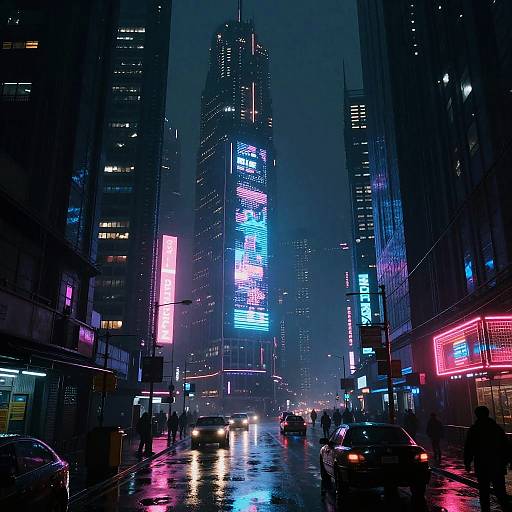 Post-Apocalyptic Cyberpunk Cityscape Night
