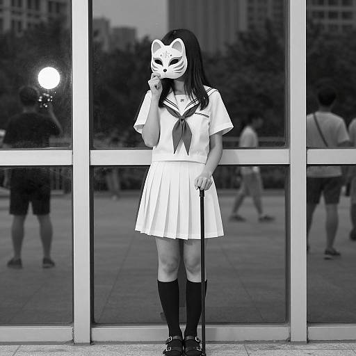 Young Woman in Japanese School Uniform