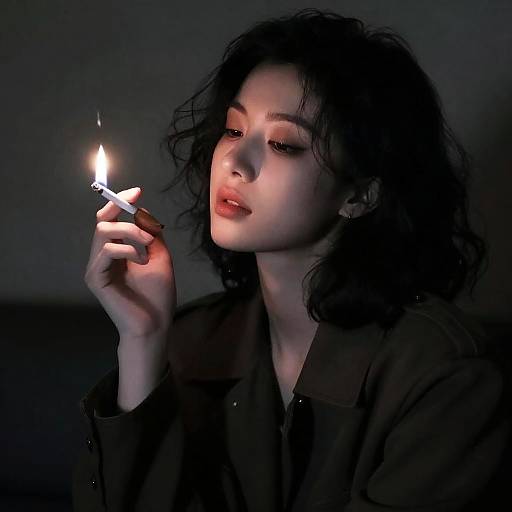 Moody Portrait of a Smoking Woman