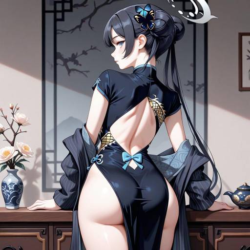 Elegant Girl in a Chinese Dress