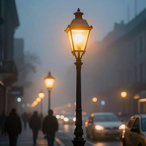 Ethereal Vintage Streetlamp Twilight
